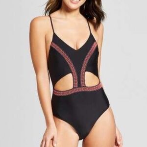 Black Cut Out One Piece Swimsuit